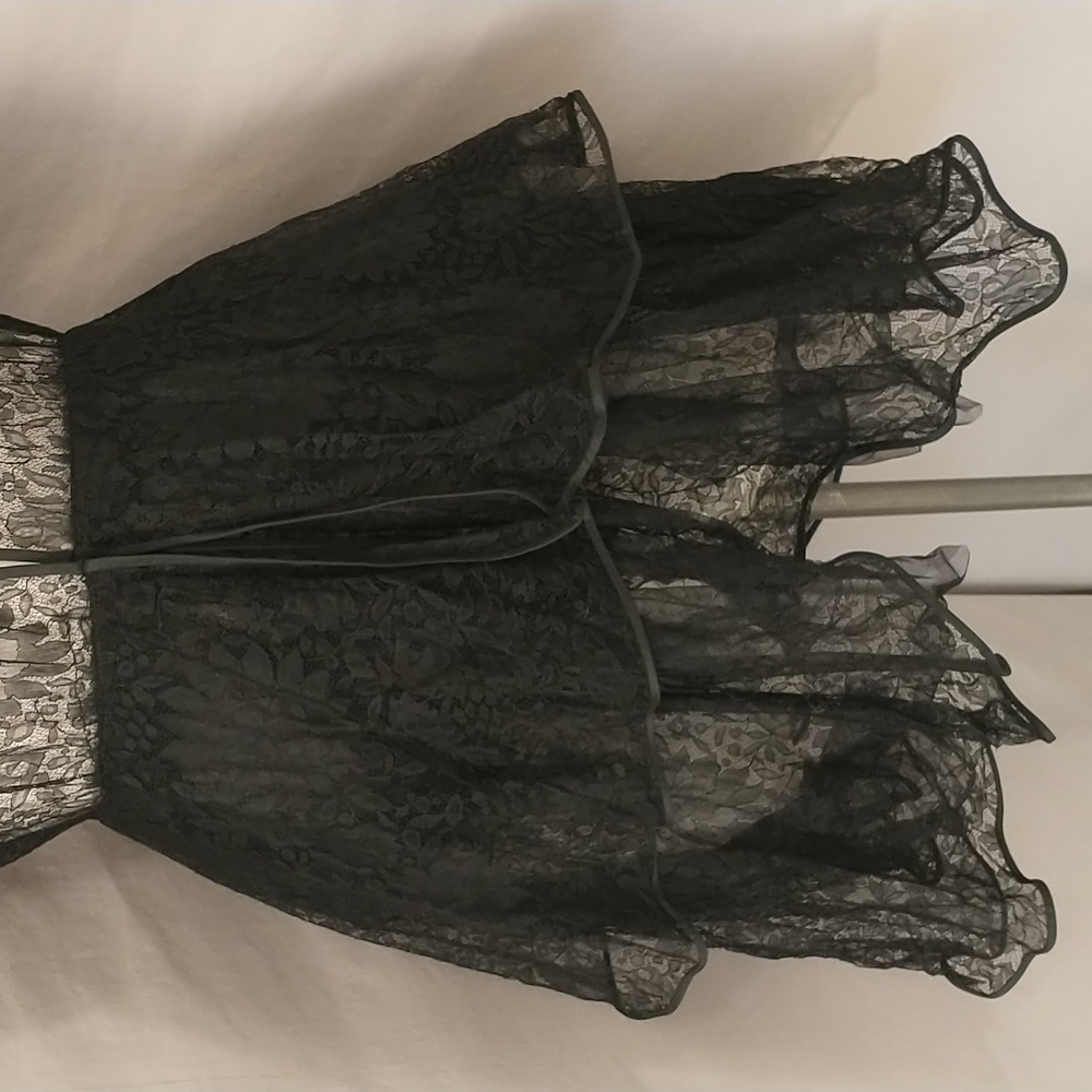 Antique Black Lace Over Dress Amazing Condition Ethereal Feminine Glam SeeMeasur - Picture 3 of 16